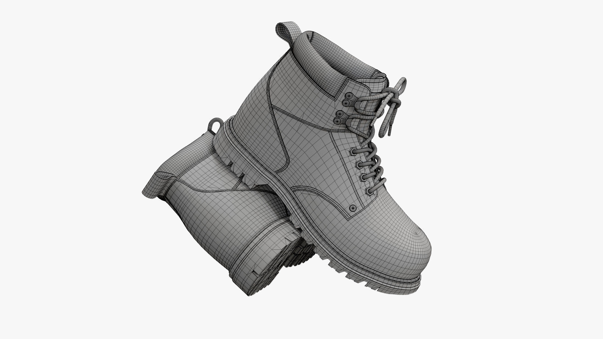 Steel Toe Work Boots Black 3D model_11