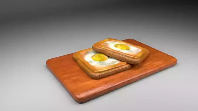 Egg Toast Low-poly 3D model