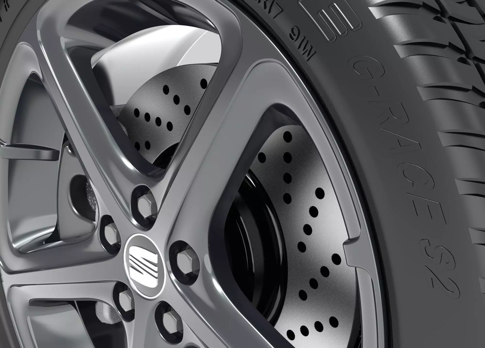 Orig 3D Seat VW rim wheel 7x17 BBS 4817 incl tyre and brake 3D model_0