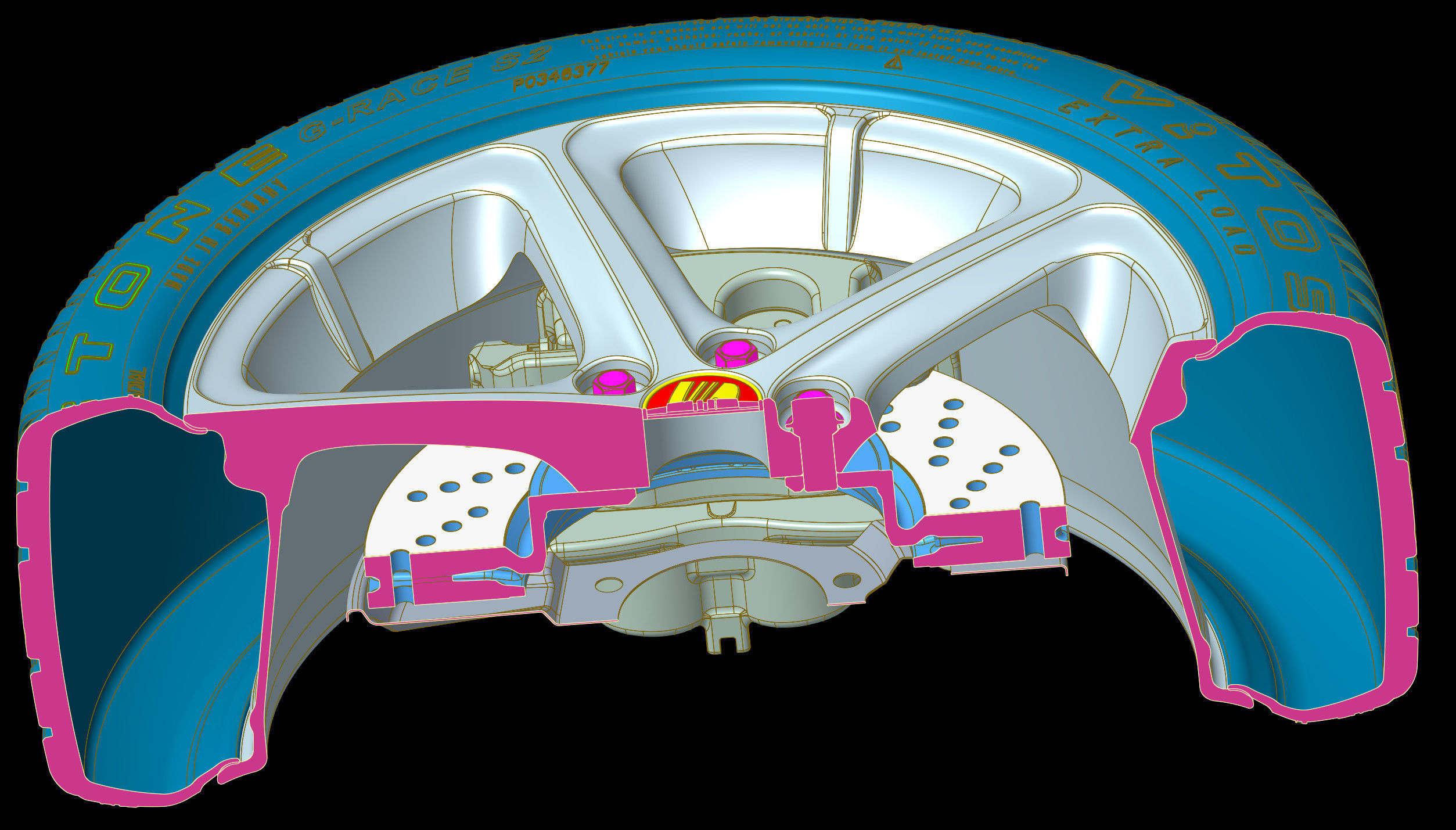 Orig 3D Seat VW rim wheel 7x17 BBS 4817 incl tyre and brake 3D model_1