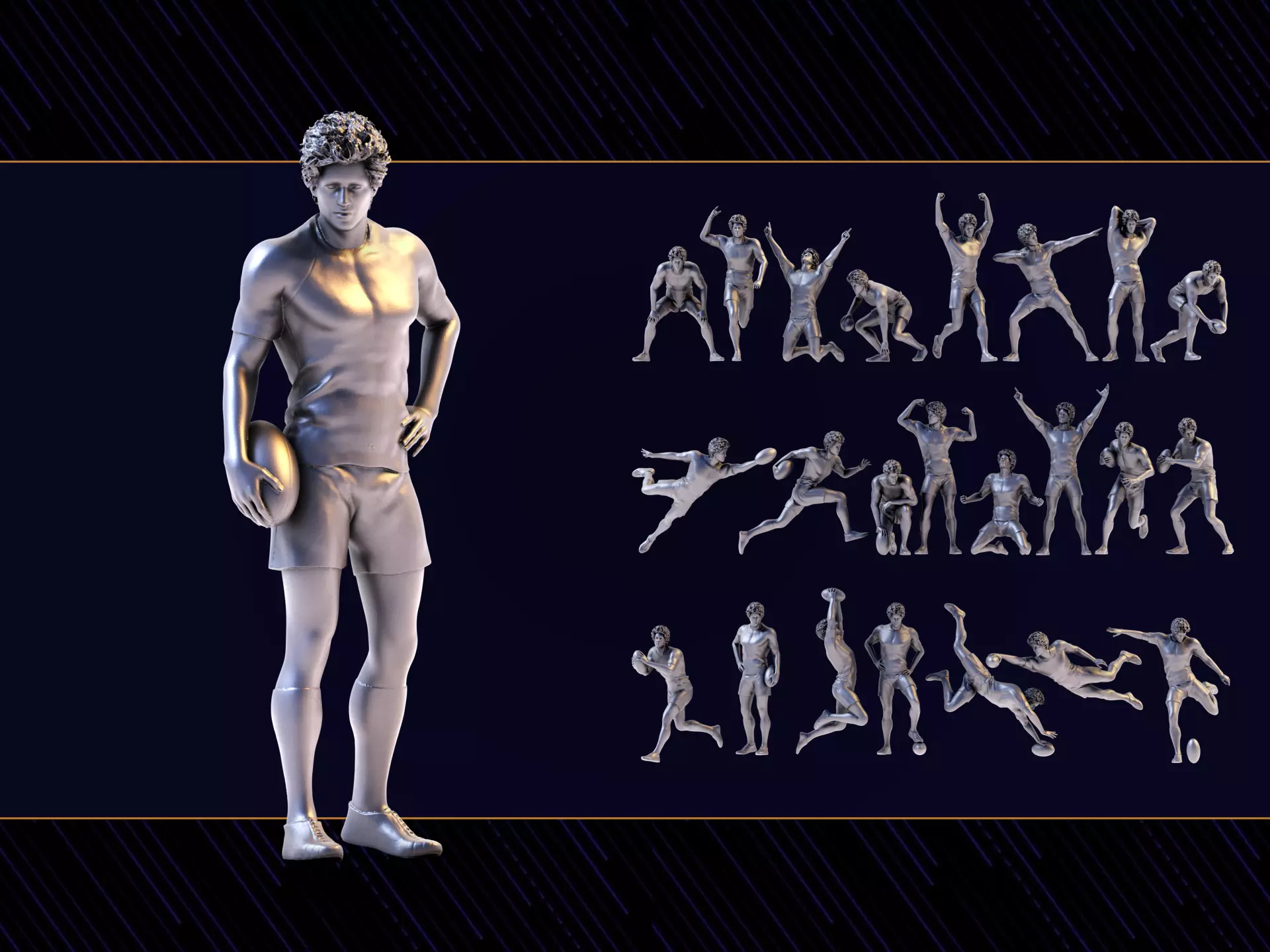 Rugby Poses 02 3D print model