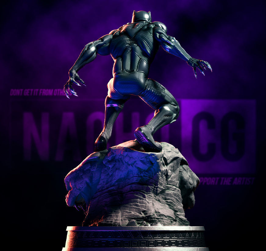 Fan Art Black Panther - Statue 3D model 3D printable | CGTrader