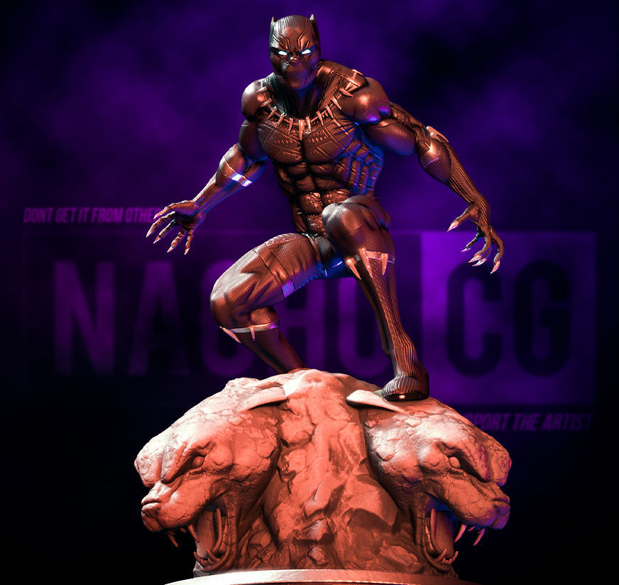 Fan Art Black Panther - Statue 3D model 3D printable | CGTrader