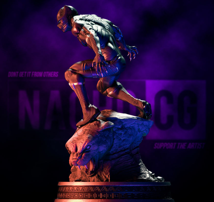 Fan Art Black Panther - Statue 3D model 3D printable | CGTrader