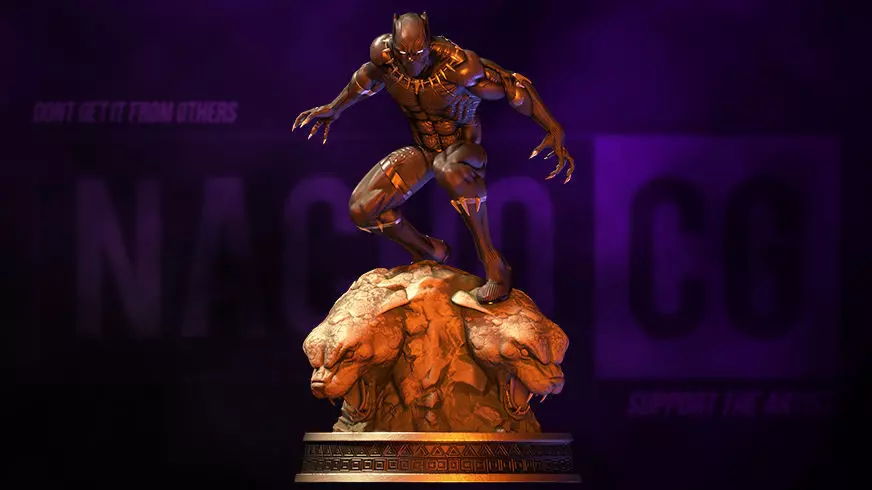 Fan Art Black Panther - Statue 3D print model