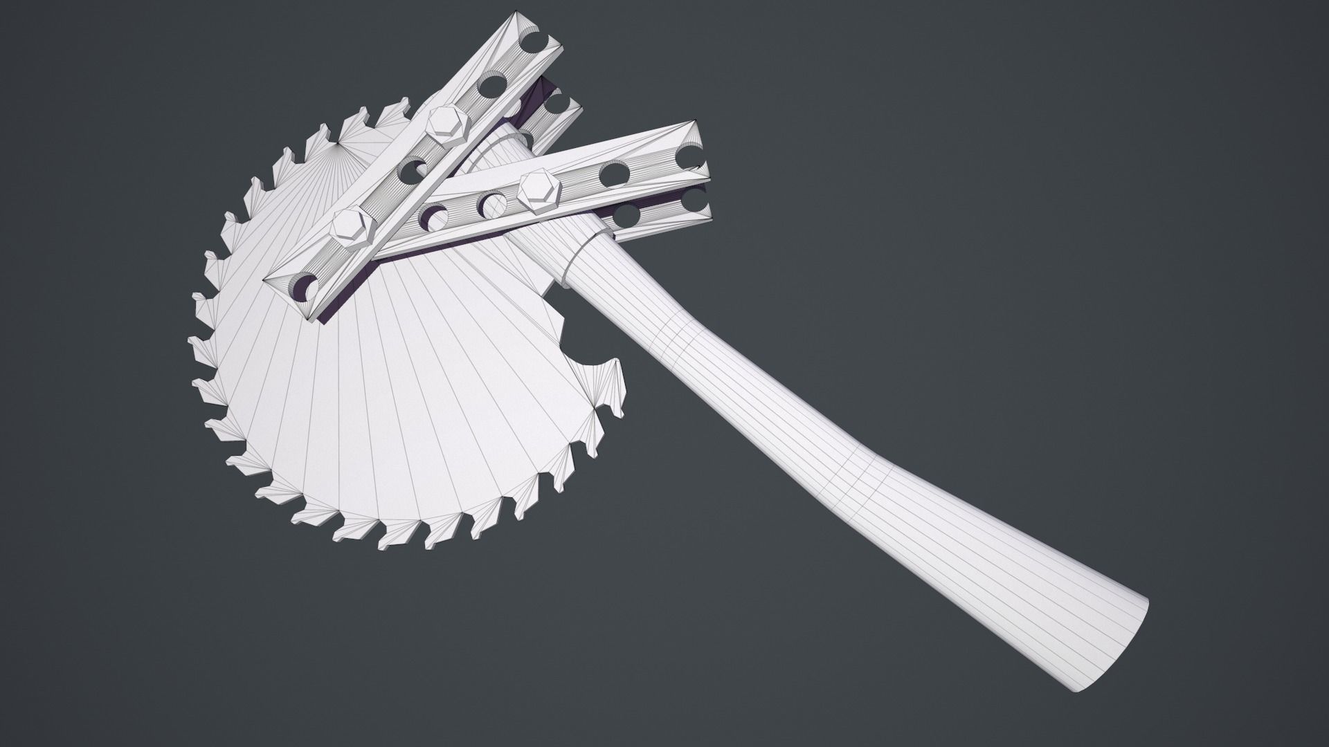 SAW AXE for Zombie games Low-poly 3D model_7