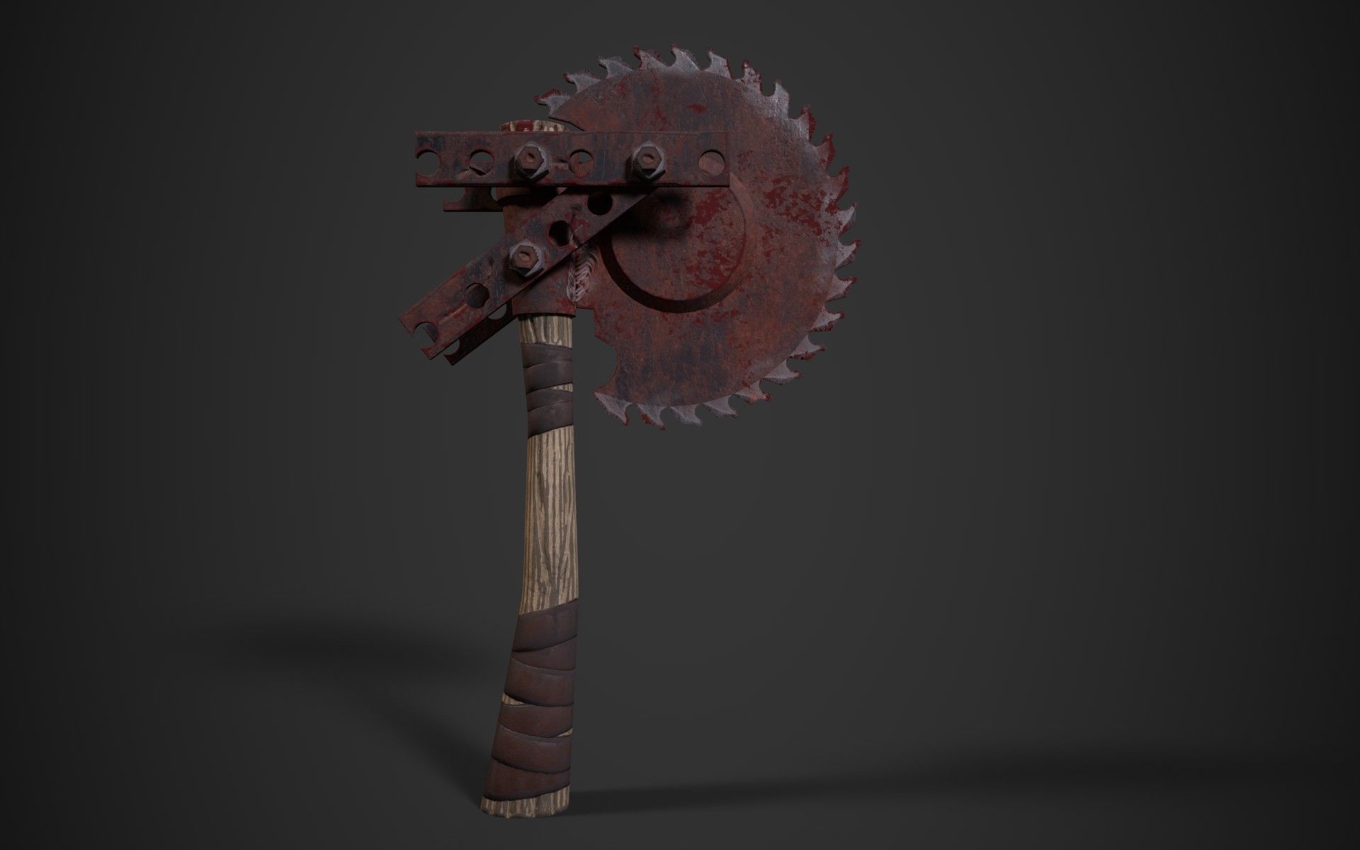 SAW AXE for Zombie games Low-poly 3D model_4