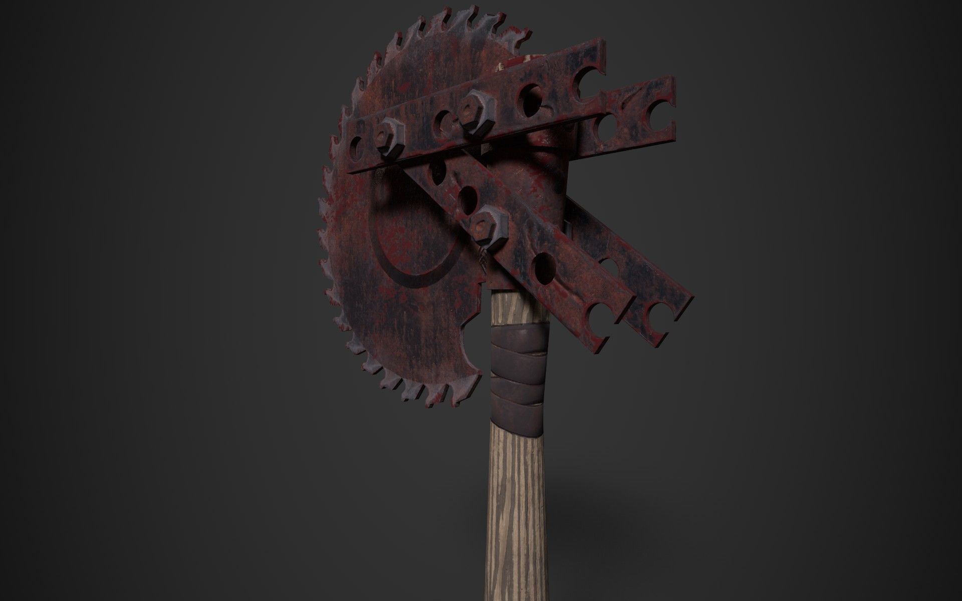 SAW AXE for Zombie games Low-poly 3D model_6
