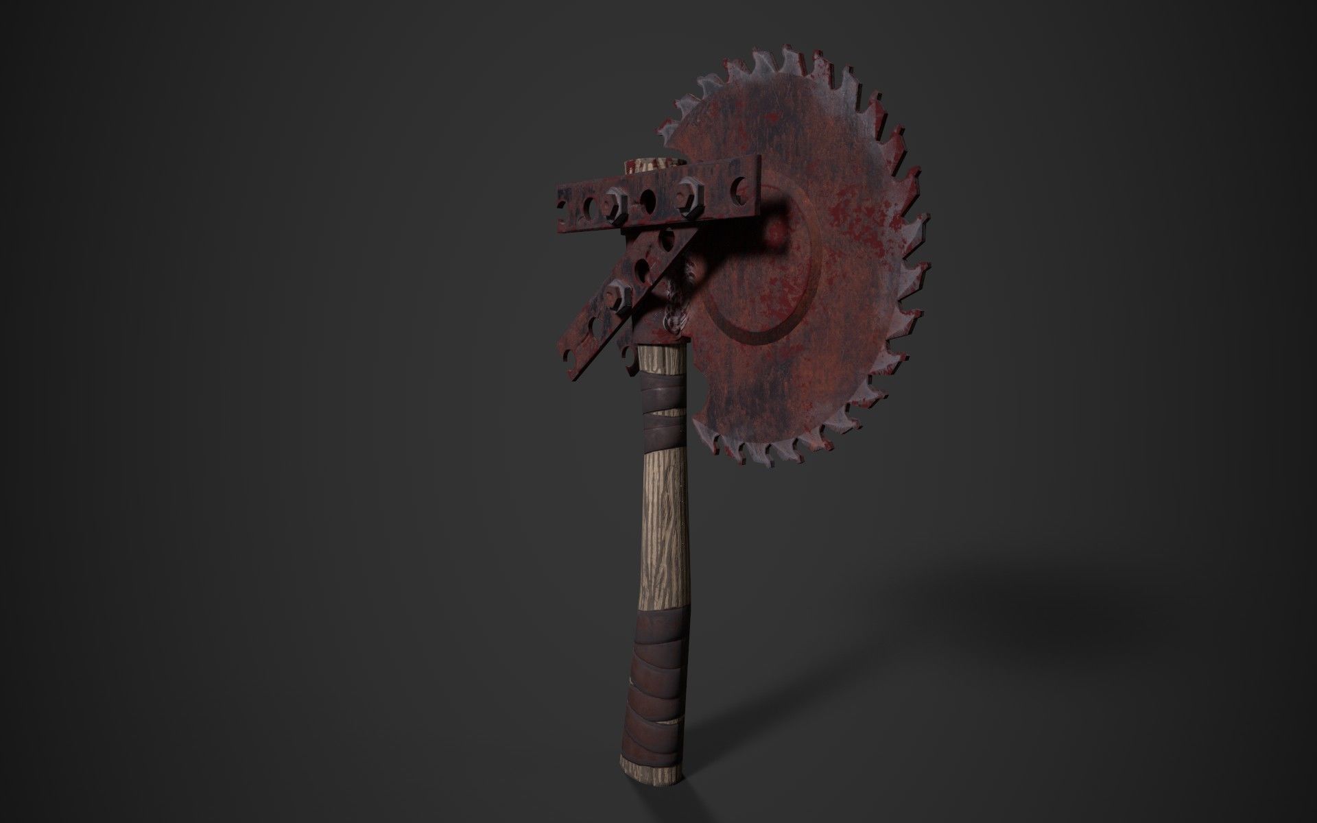 SAW AXE for Zombie games Low-poly 3D model_2