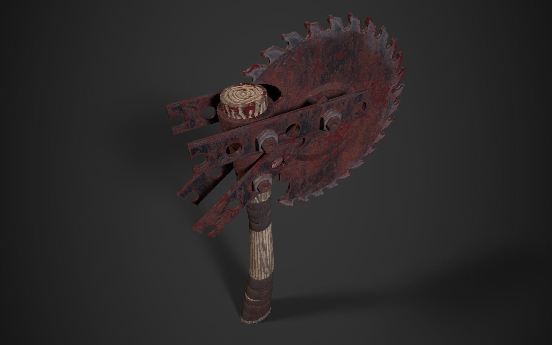 SAW AXE for Zombie games Low-poly 3D model_3