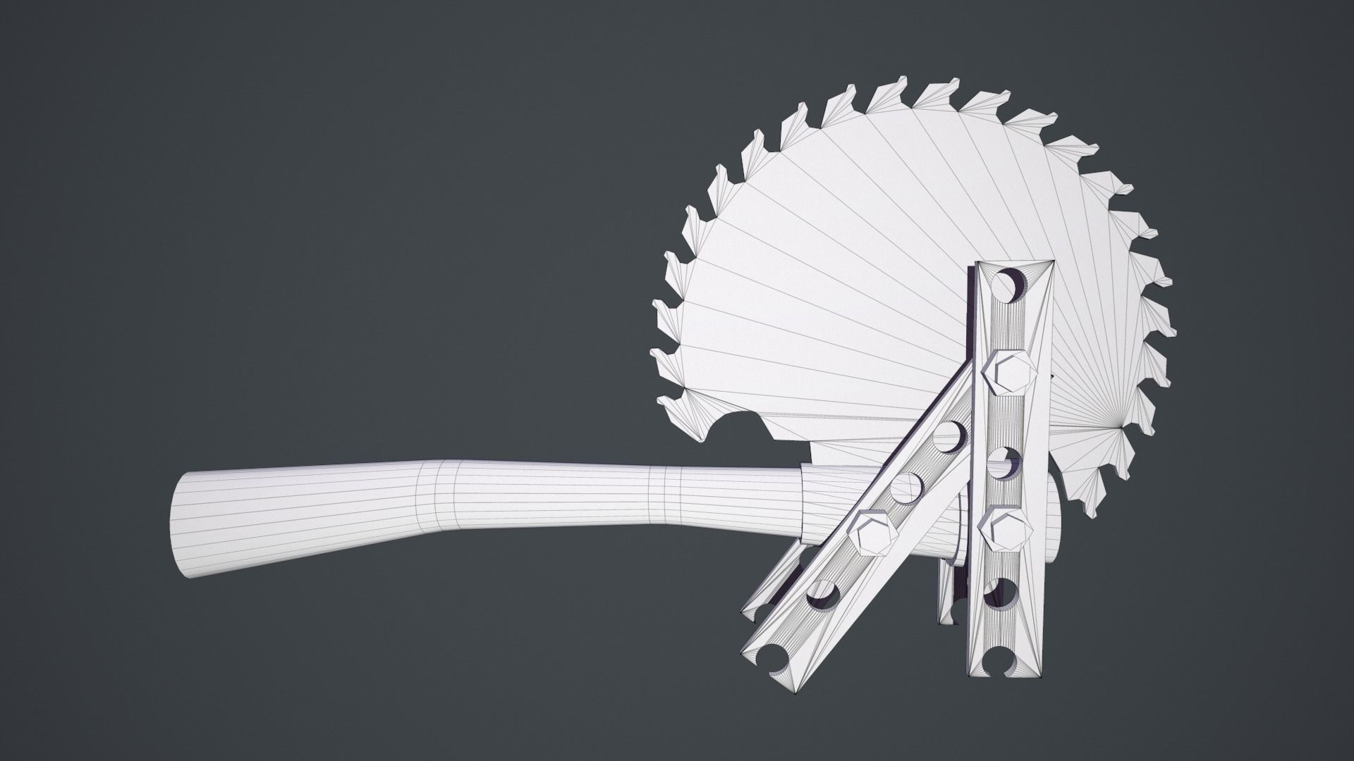 SAW AXE for Zombie games Low-poly 3D model_9