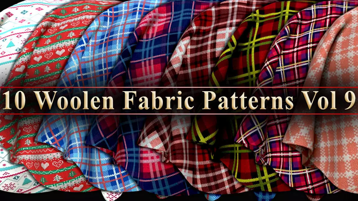 10 Woolen Fabric Patterns Vol 9 Low-poly 3D model_0