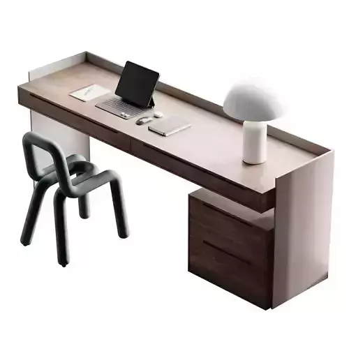Workplace 3 desk with chair and laptop 3D model