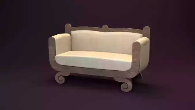 Biedermeier Walnut Sofa 1820s 3D model