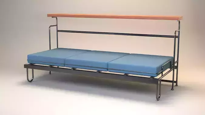 Blue Folding Sofa Couch 1930s 