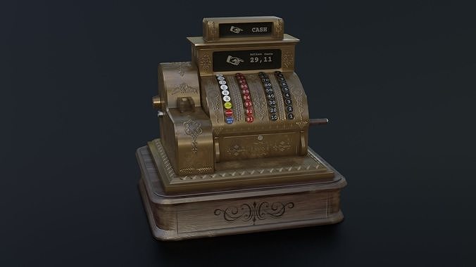 Antique Cash Register Low-poly 3D model