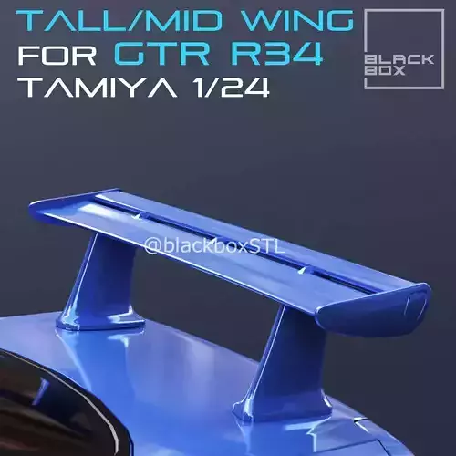 GTR R34 Tall and Mid Rear wing 1-24th 3D print model