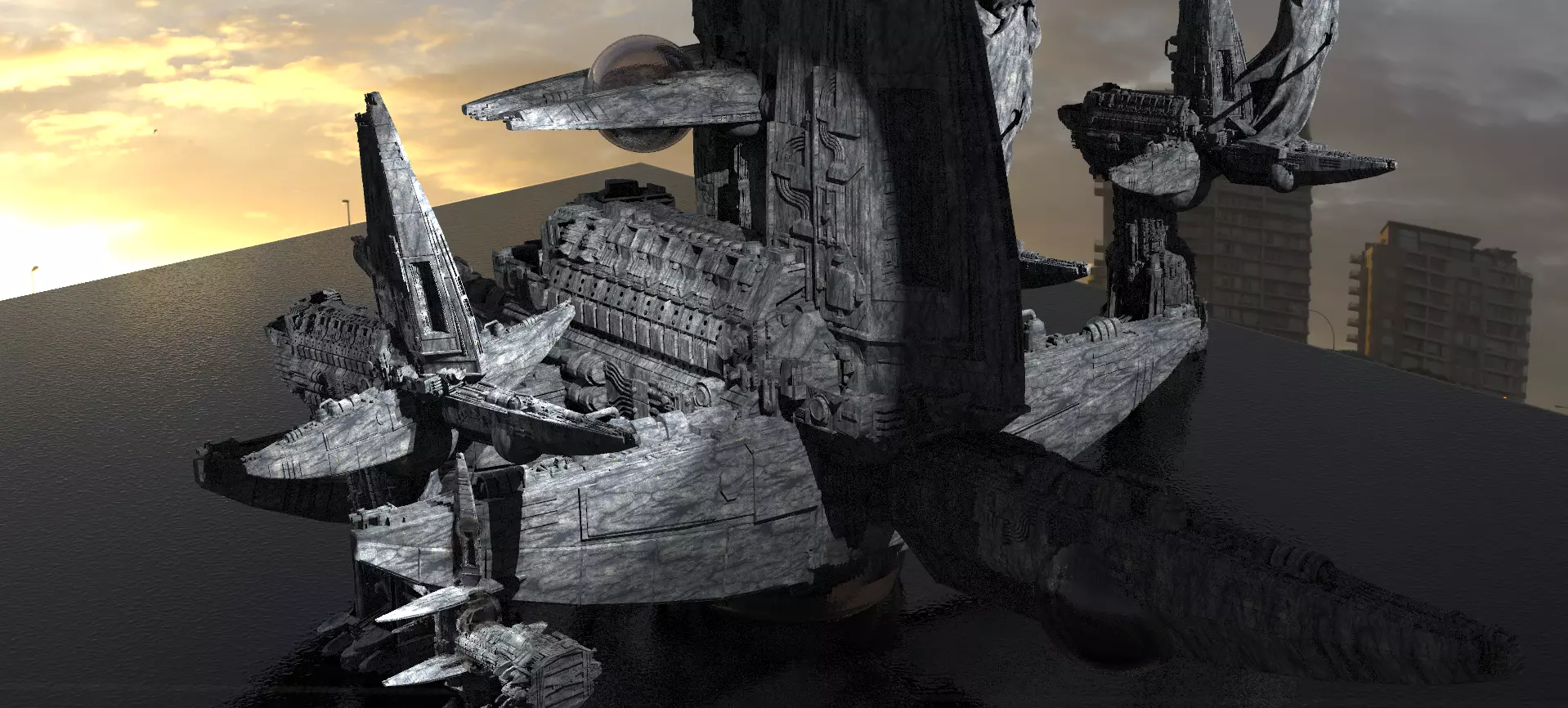 Alien Lookout Station Kitbash 3D model_0