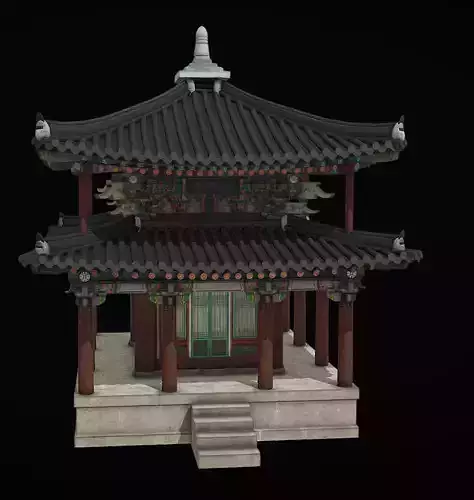 Korean Hanok Temple BongAmTemple GeukRagJeon 3D model