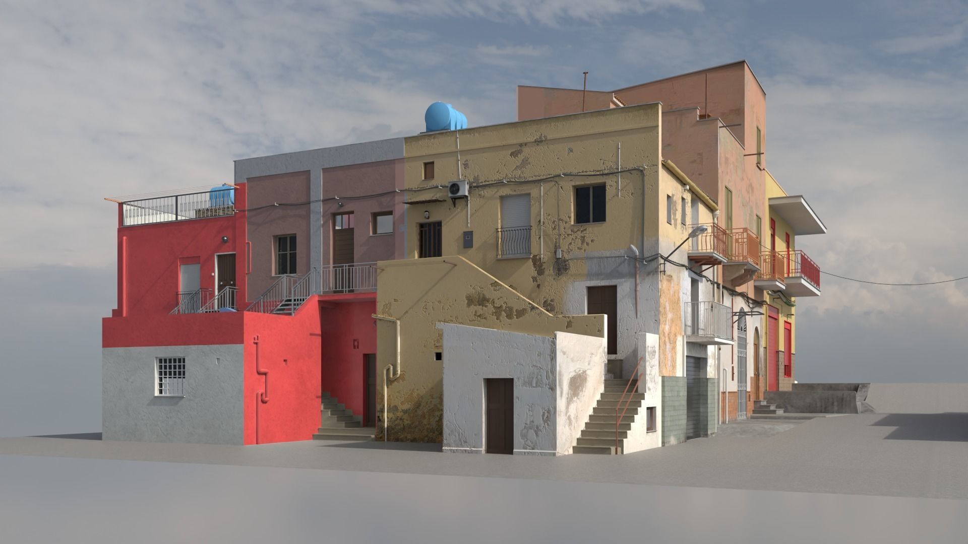 Sicilian Houses Low-poly 3D model_3