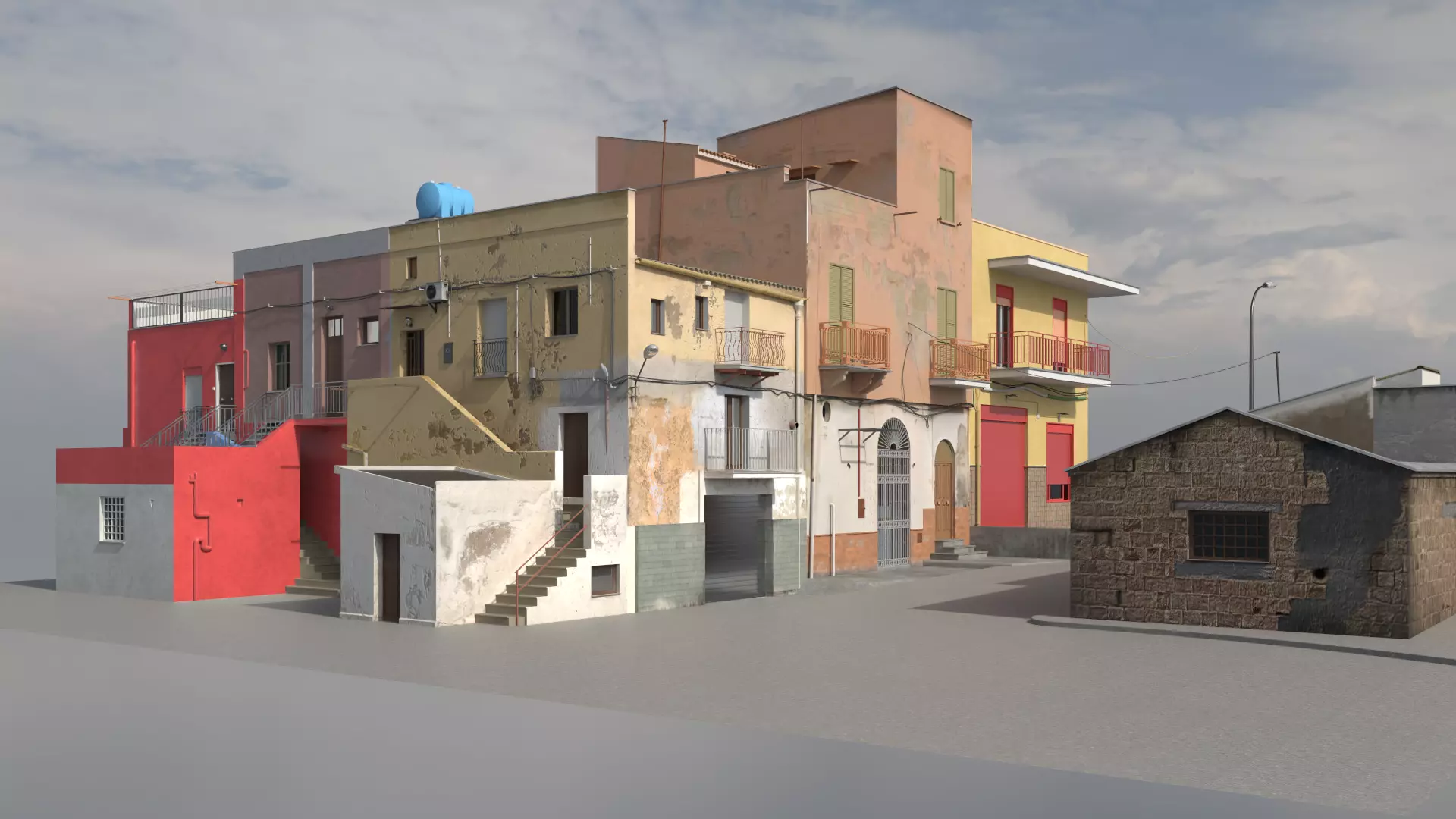 Sicilian Houses Low-poly 3D model_0