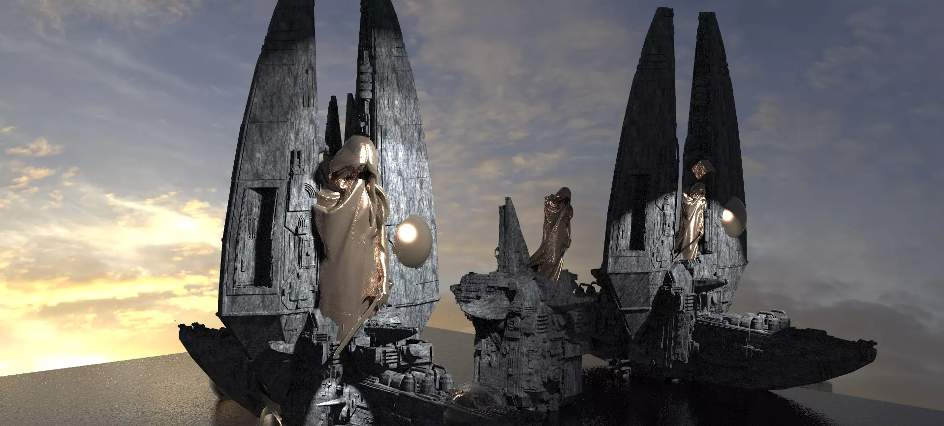 Trinity Towers Kitbash 3D model_0