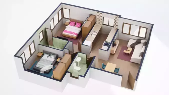 3D Floor Plan Model 32