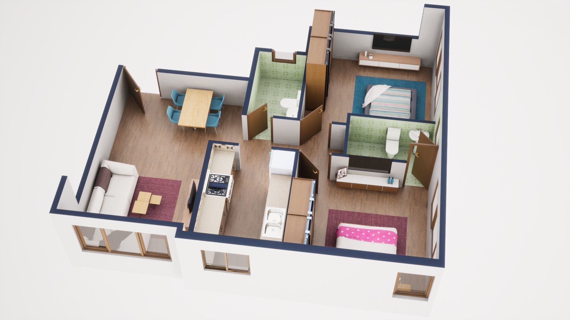 3D Floor Plan Model 32 3D model_2