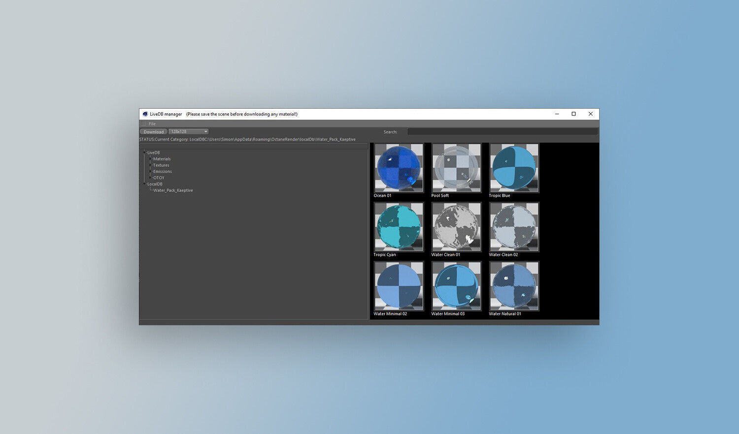 Water Material Pack for Cinema4D and Octane Texture_6
