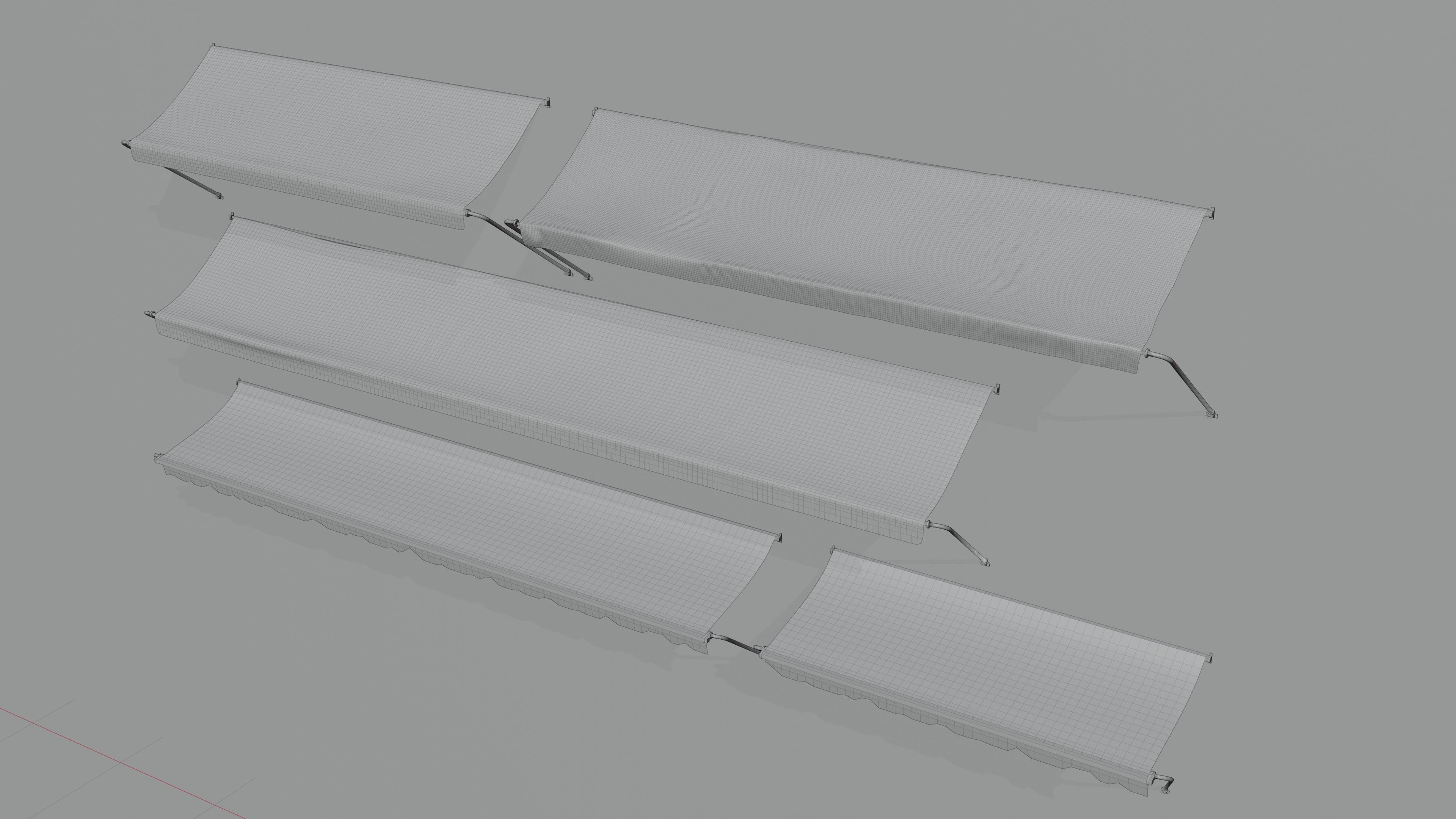 Awnings set 3D model four 3D model_3
