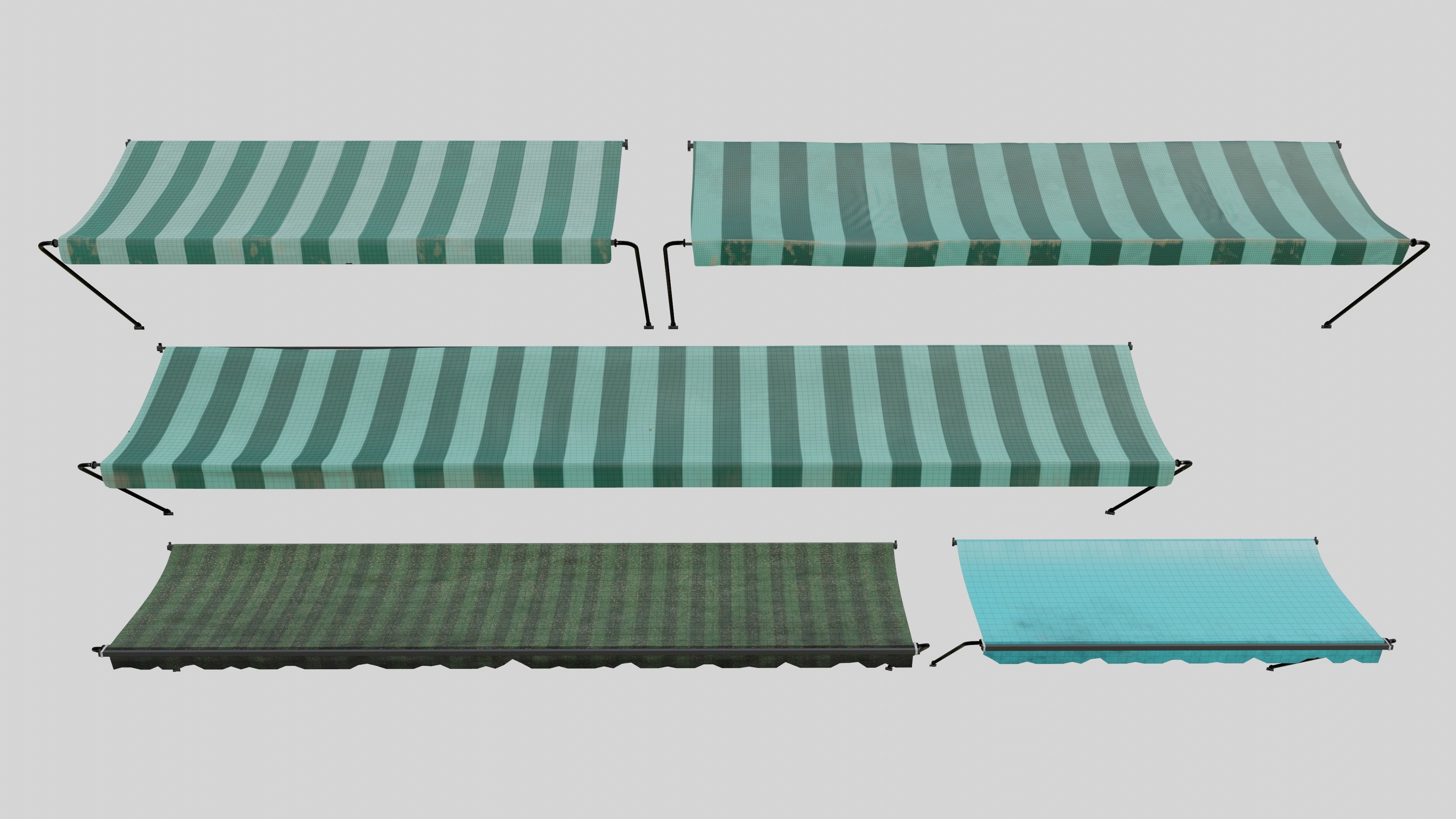 Awnings set 3D model four 3D model_4