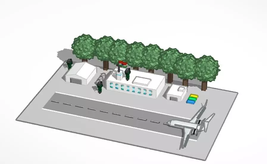Airport Runway with Plane and Soldiers with Indian Flag Free 3D print model