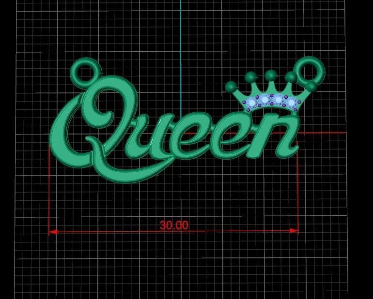 Queen pendant 3D print model_2
