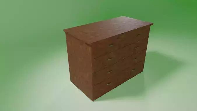 Wooden chest of drawer 3D Model Low-poly 3D model