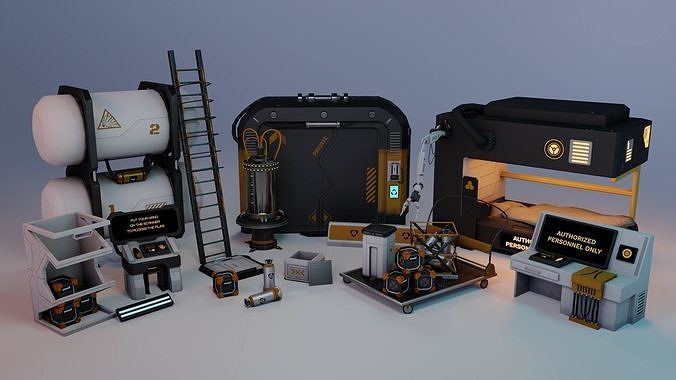Sci-fi asset pack  Low-poly 3D model