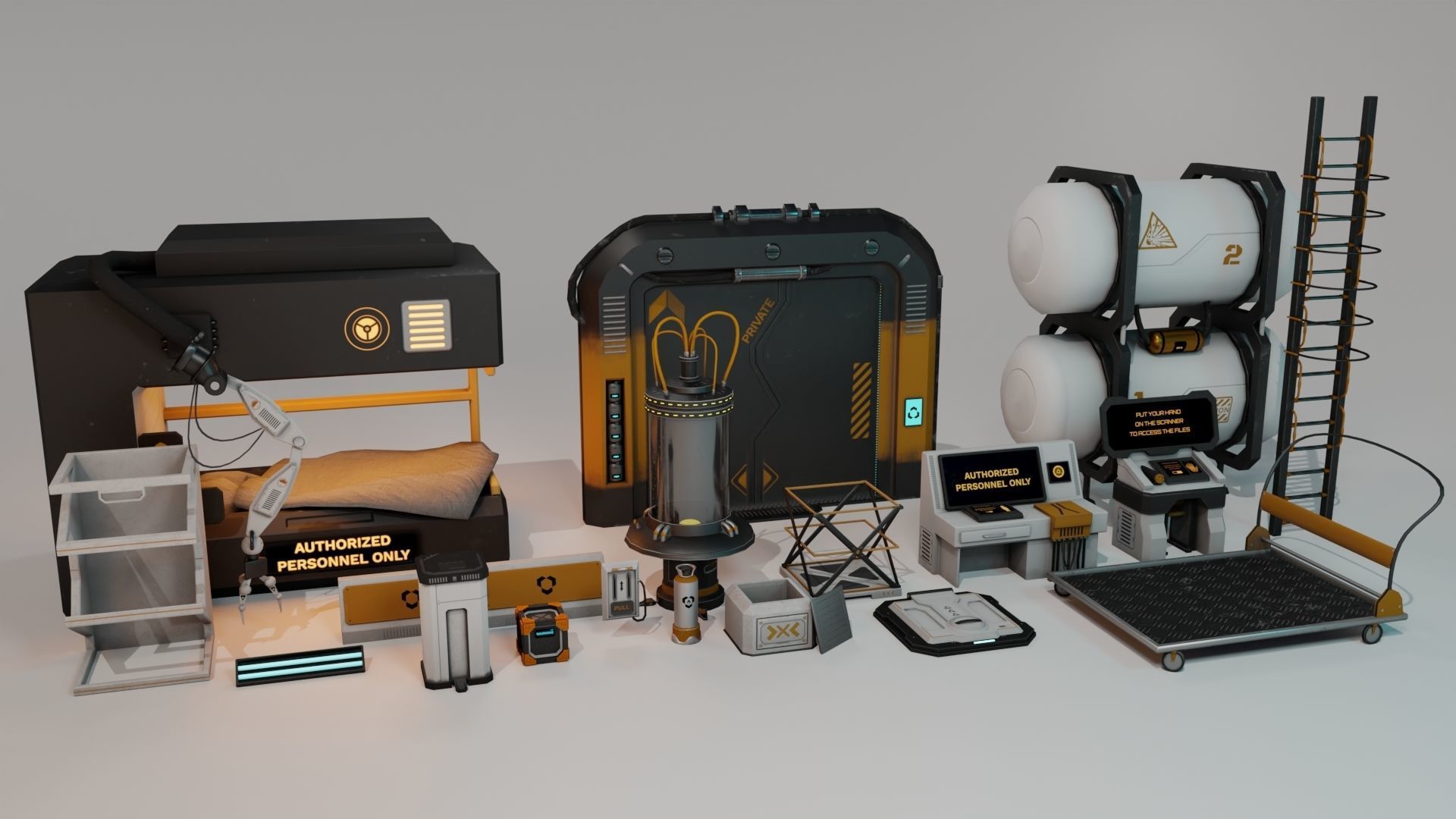 Sci-fi asset pack Free low-poly 3D model_2