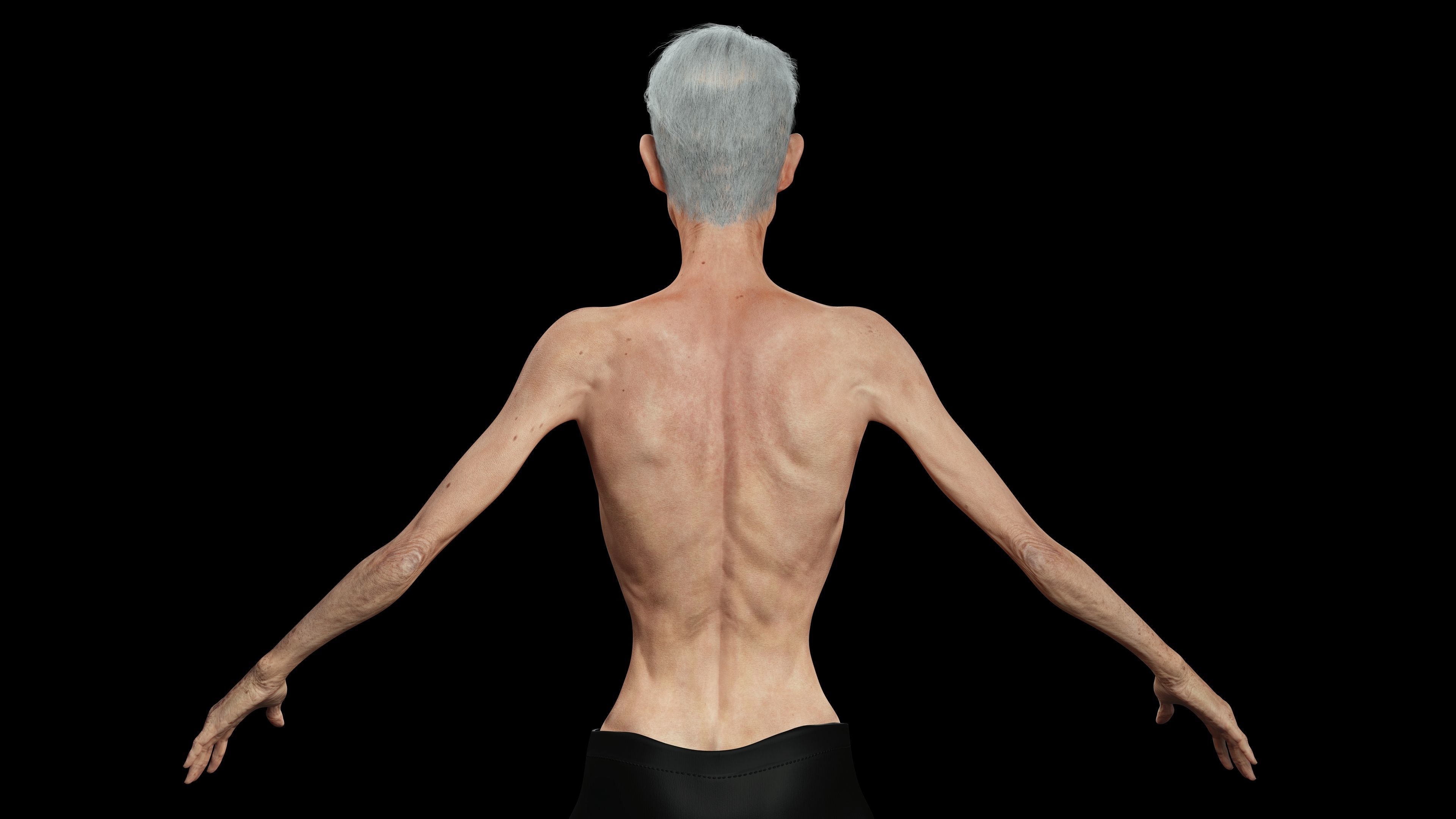 Old Man Tourist naked and clothed Low-poly 3D model_4