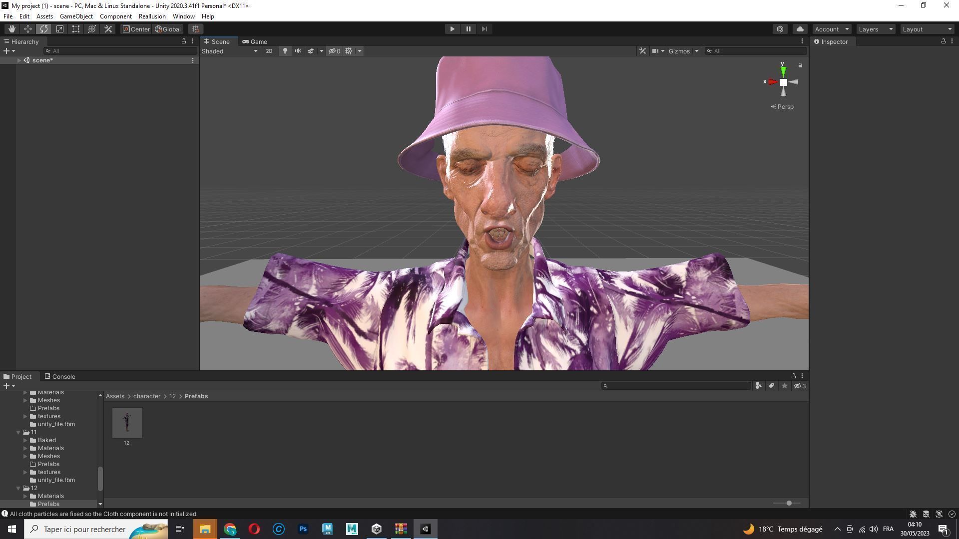 Old Man Tourist naked and clothed Low-poly 3D model_29