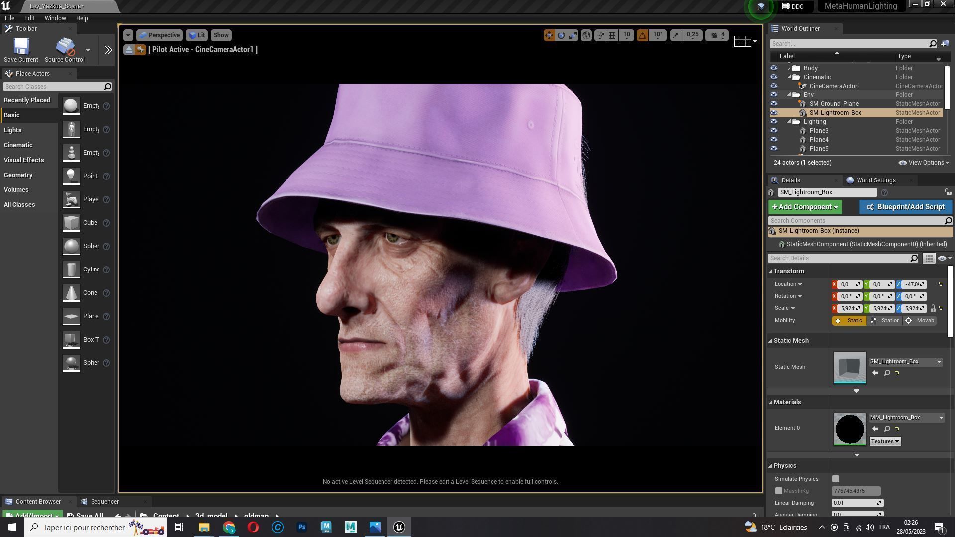 Old Man Tourist naked and clothed Low-poly 3D model_24