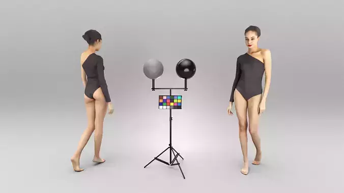 Beautiful young woman in bodysuit walking 372