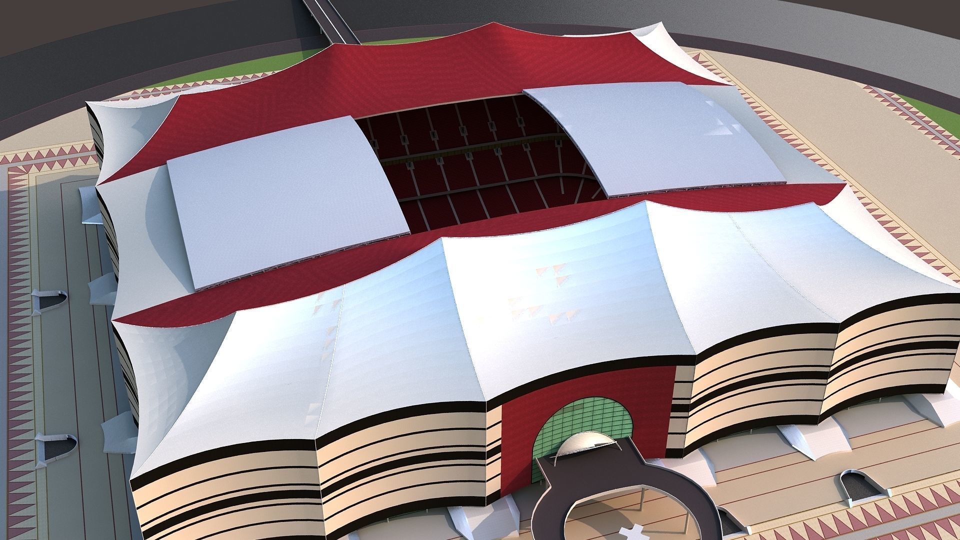 Al Bayt Stadium Low-poly 3D model_3