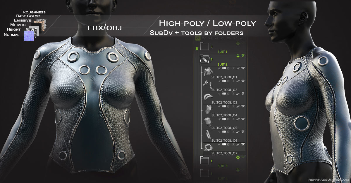 20 Scifi Busts with Textures Ready for Games and 3D Softwares Low-poly 3D model_10