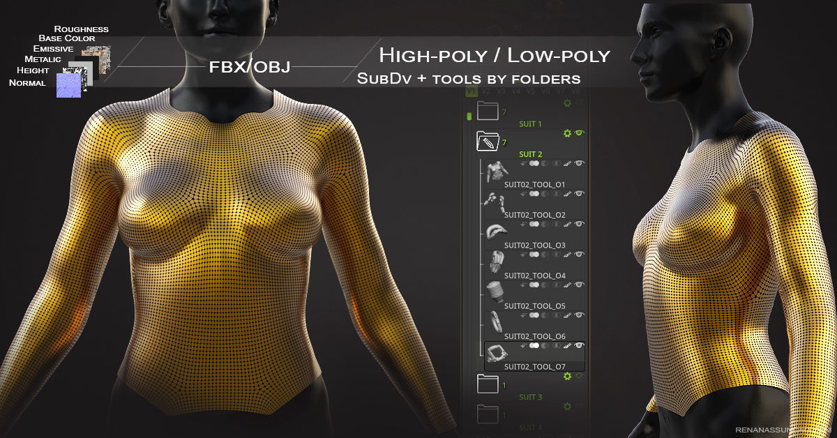 20 Scifi Busts with Textures Ready for Games and 3D Softwares Low-poly 3D model_17