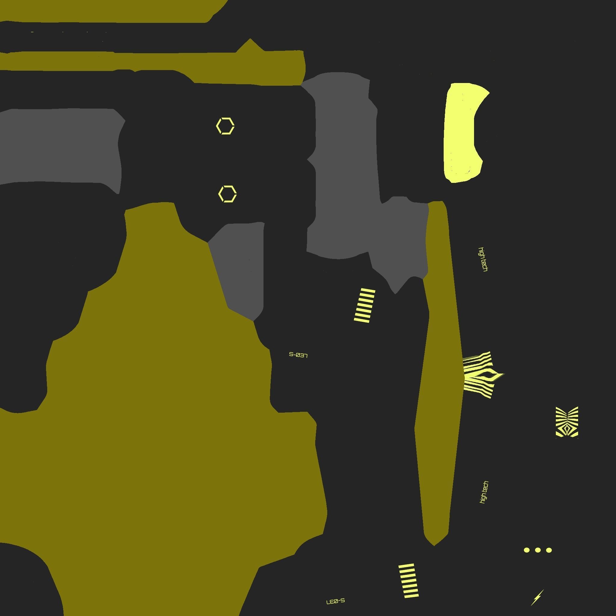 SciFi War Axe A05 Black Yellow - Sci Fi Weapon Design Low-poly 3D model_20