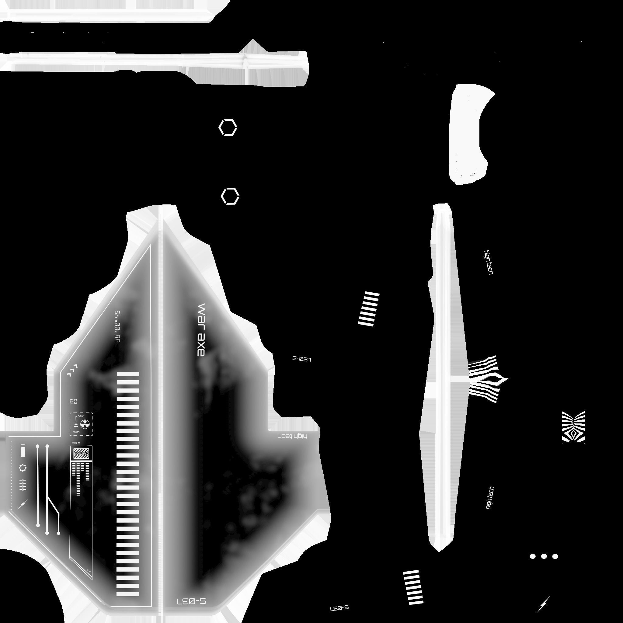 SciFi War Axe A07 Black White - Sci Fi Weapon Design Low-poly 3D model_21