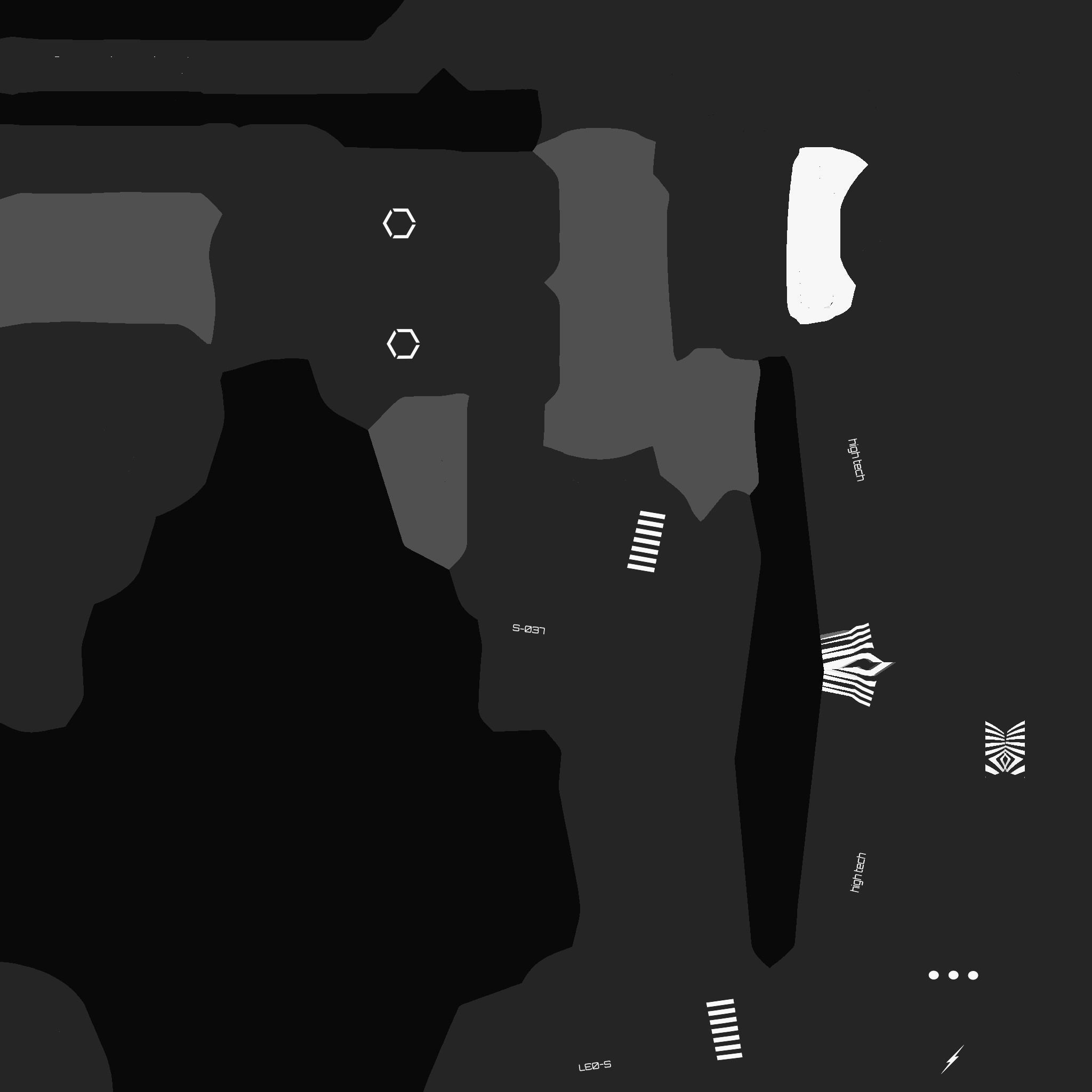 SciFi War Axe A07 Black White - Sci Fi Weapon Design Low-poly 3D model_20