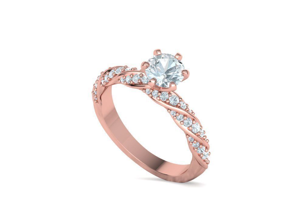 Olivia Twisted Diamond Engagement Ring Crown Head 3dprint model 3D print model_31