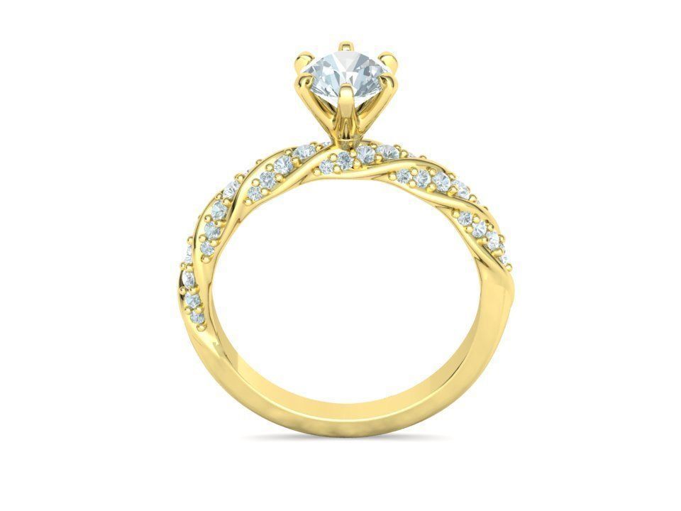 Olivia Twisted Diamond Engagement Ring Crown Head 3dprint model 3D print model_26