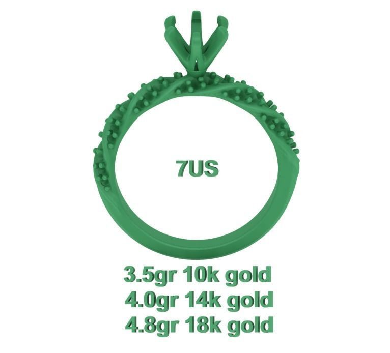 Olivia Twisted Diamond Engagement Ring Crown Head 3dprint model 3D print model_13