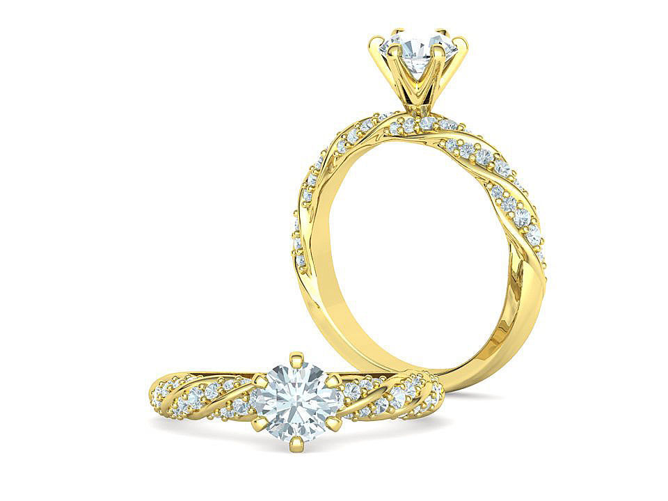 Olivia Twisted Diamond Engagement Ring Crown Head 3dprint model 3D print model_17